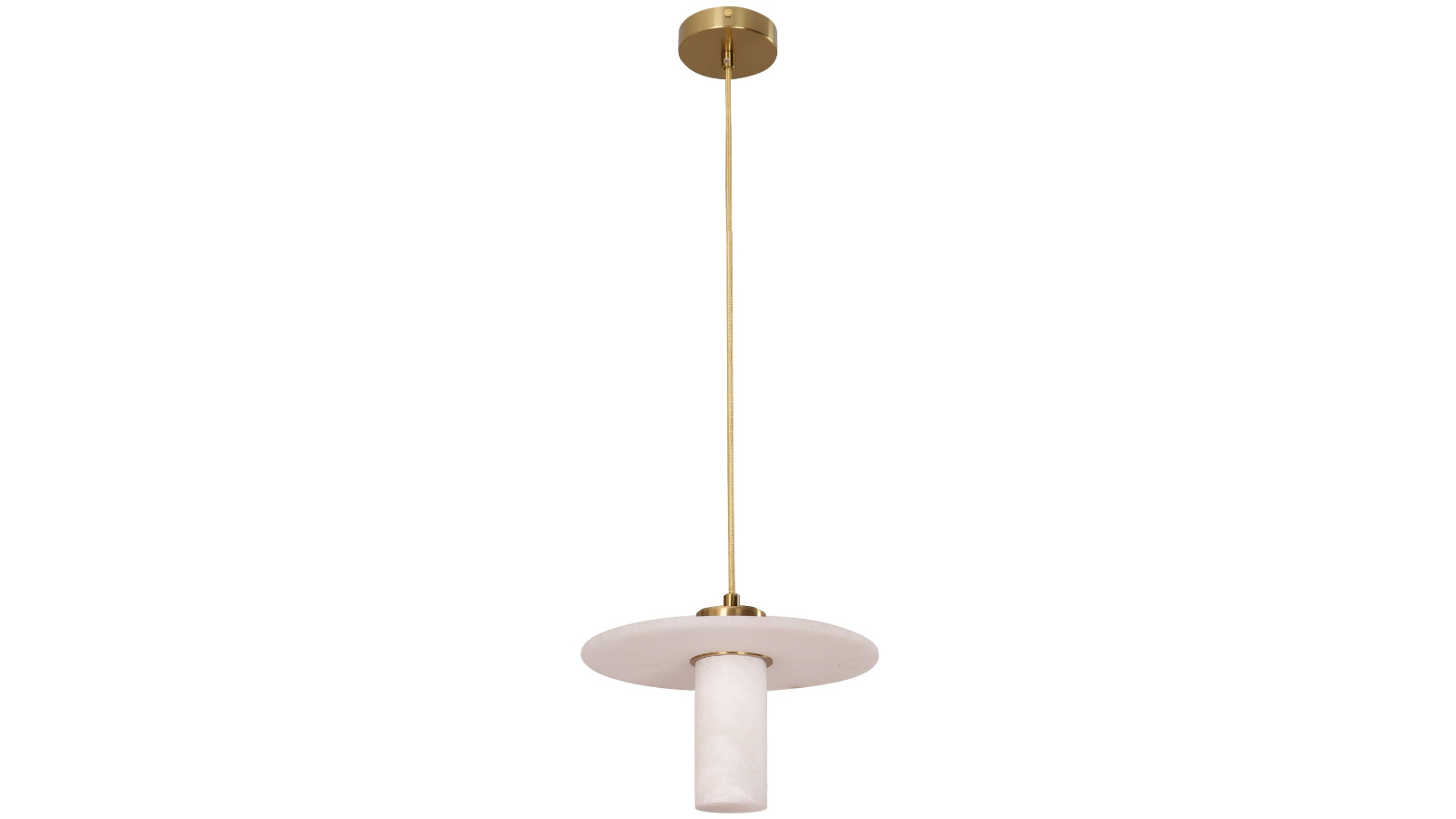 CLA Lighting Cylinder Round Hat Alabaster Shade Brass Highlight Interior Pendant Light