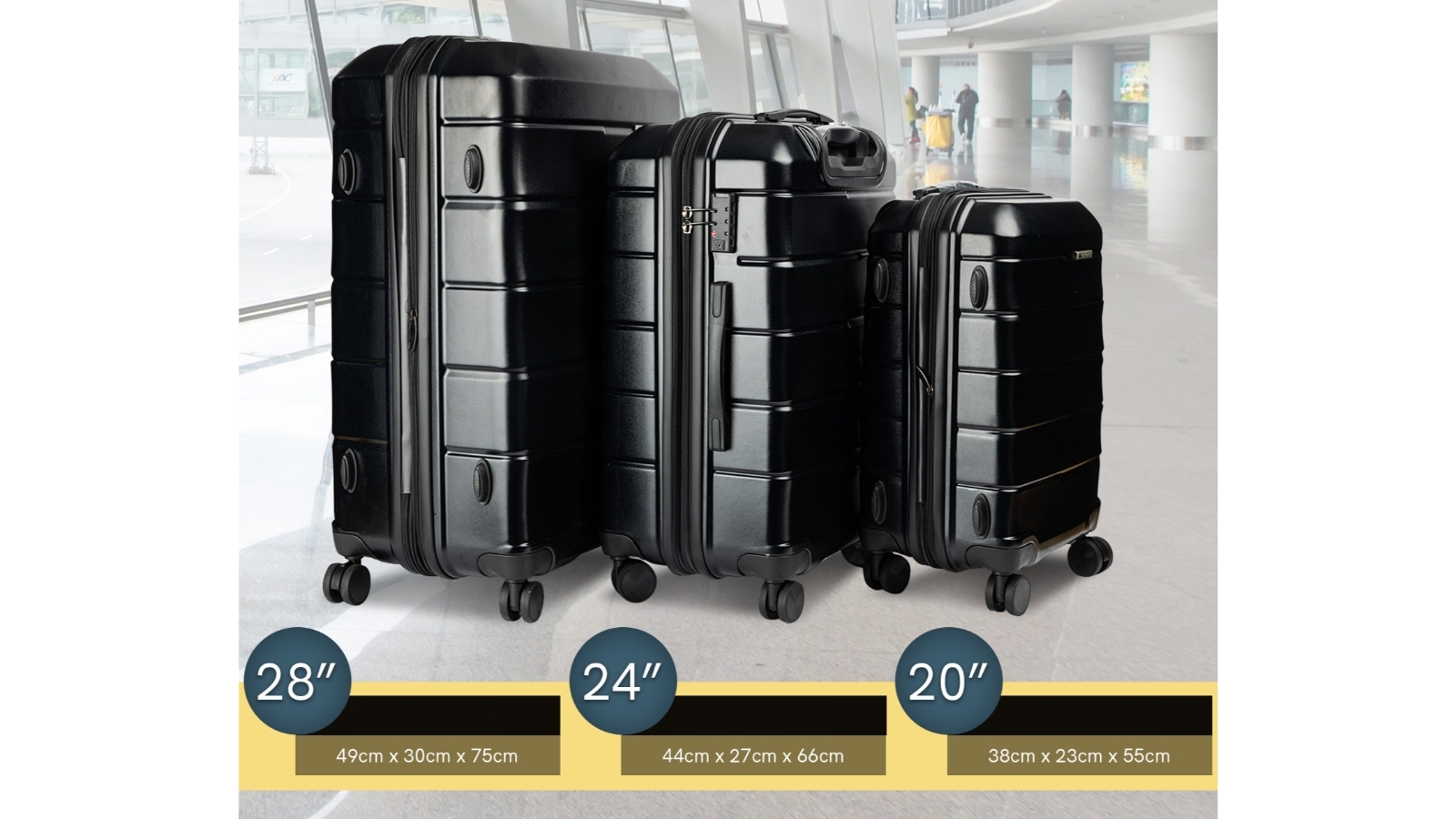 Olympus Artemis Hard Shell Jet Black Suitcase ABS+P
