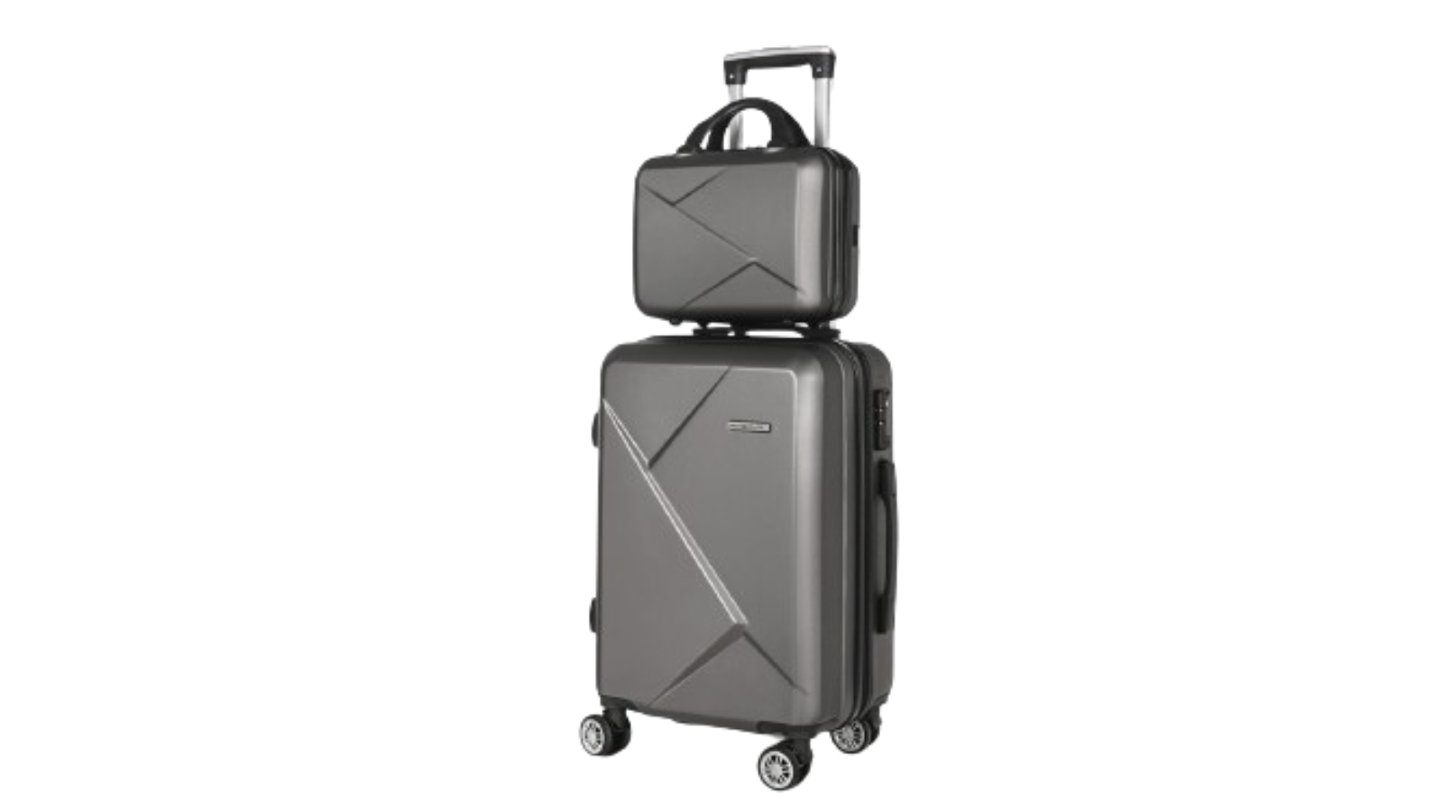 Wanderlite 2 Piece Carry On TSA Lock 12/20inch Travel Luggage Storage Trolley - Dark Grey