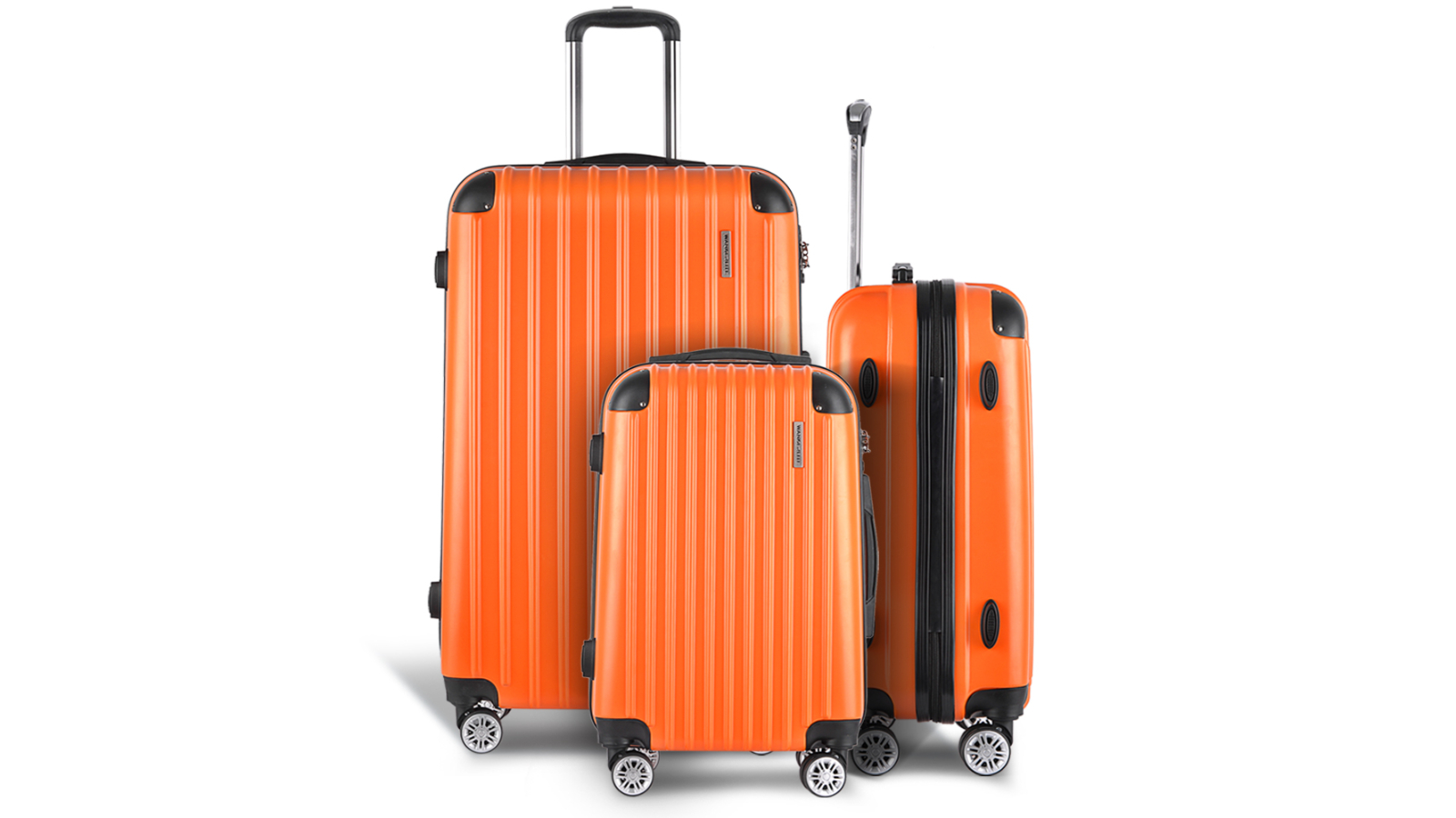 Wanderlite 3 Piece TSA Lock Hard Case Lightweight Carry-on Luggage Trolley Travel Set - Orange