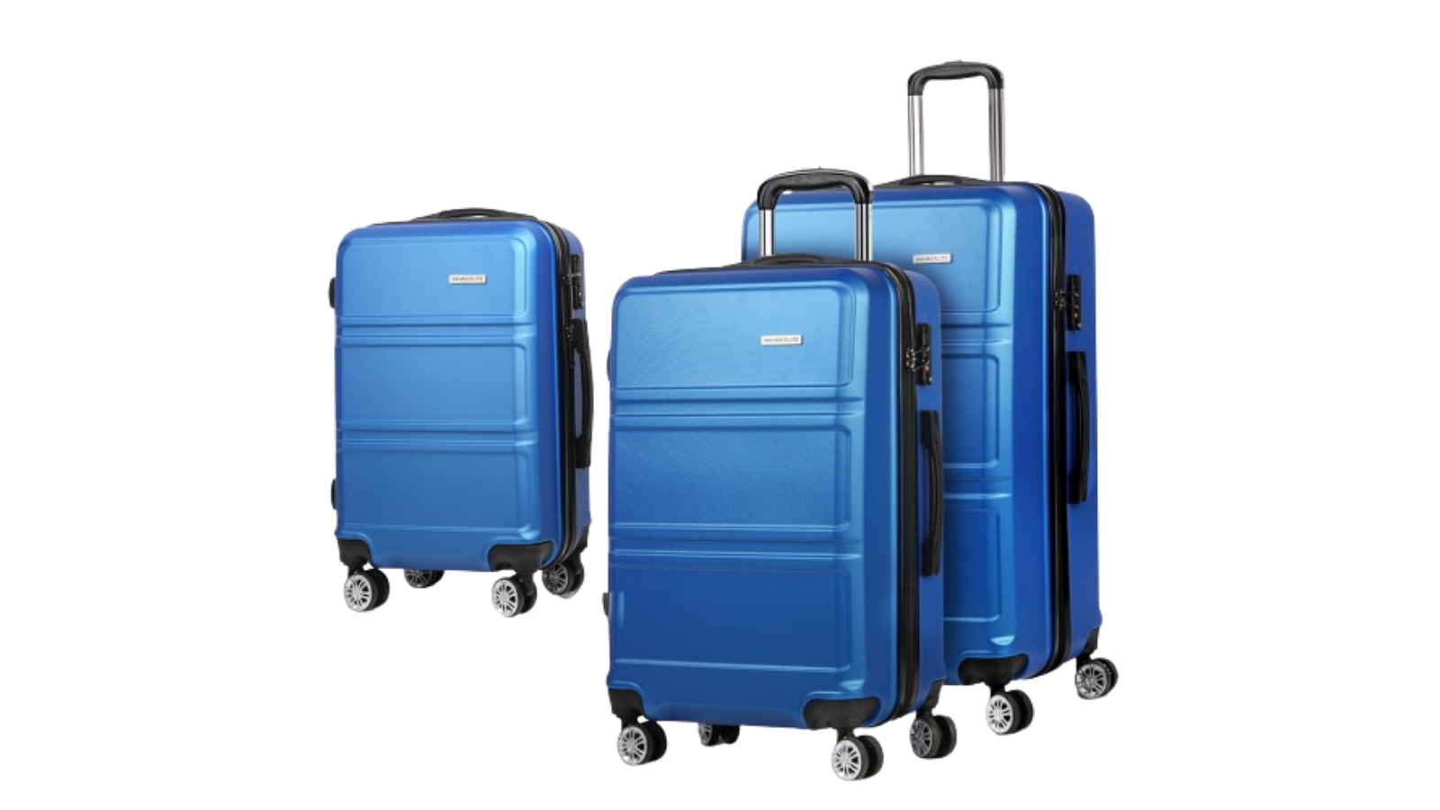 Wanderlite 3 Piece Carry-on Hard Case TSA Lightweight Luggage Set - Blue