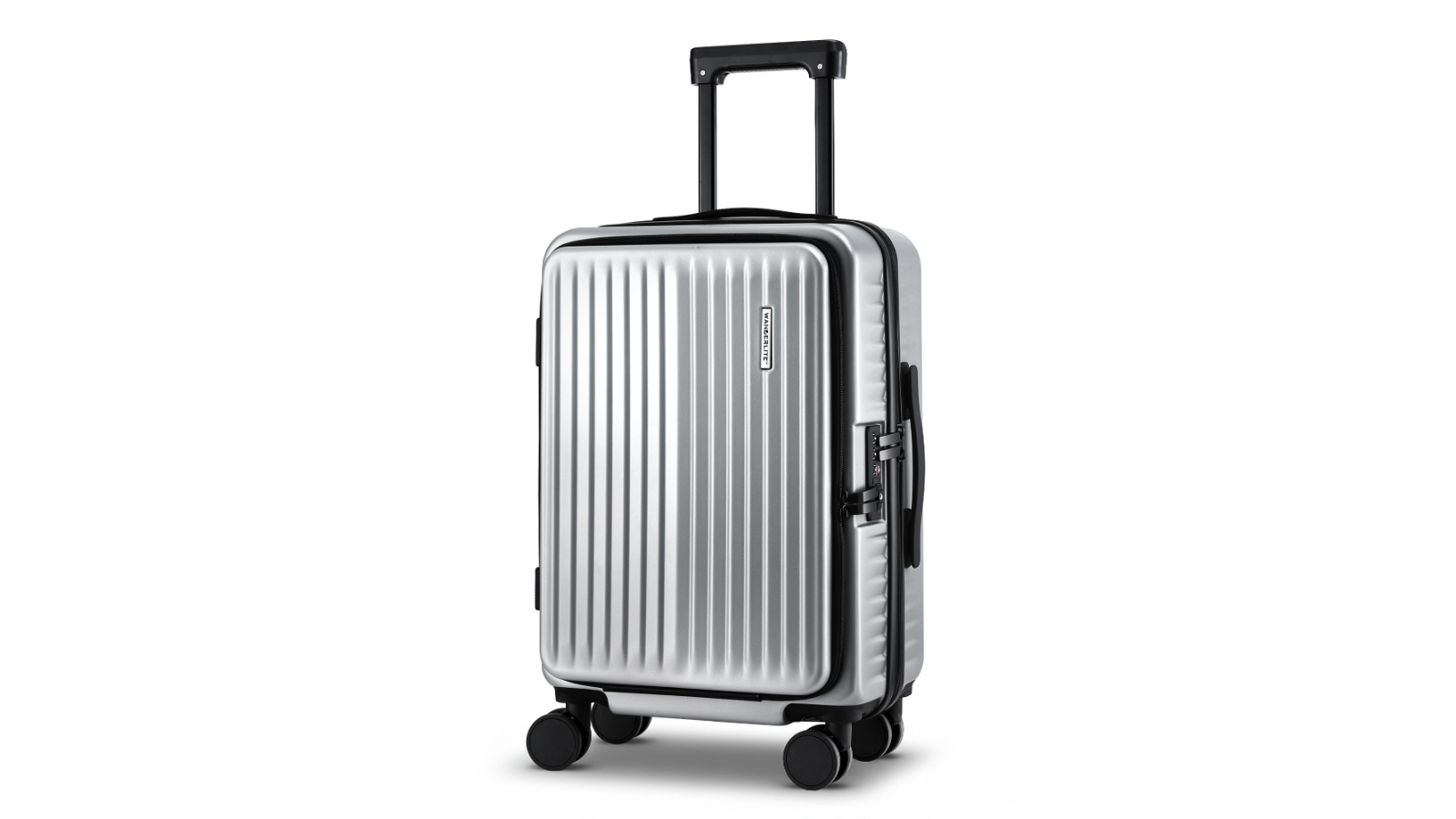 Wanderlite 20inch Carry-on Luggage Suitcase with Front Pocket and Dual TSA - Silver