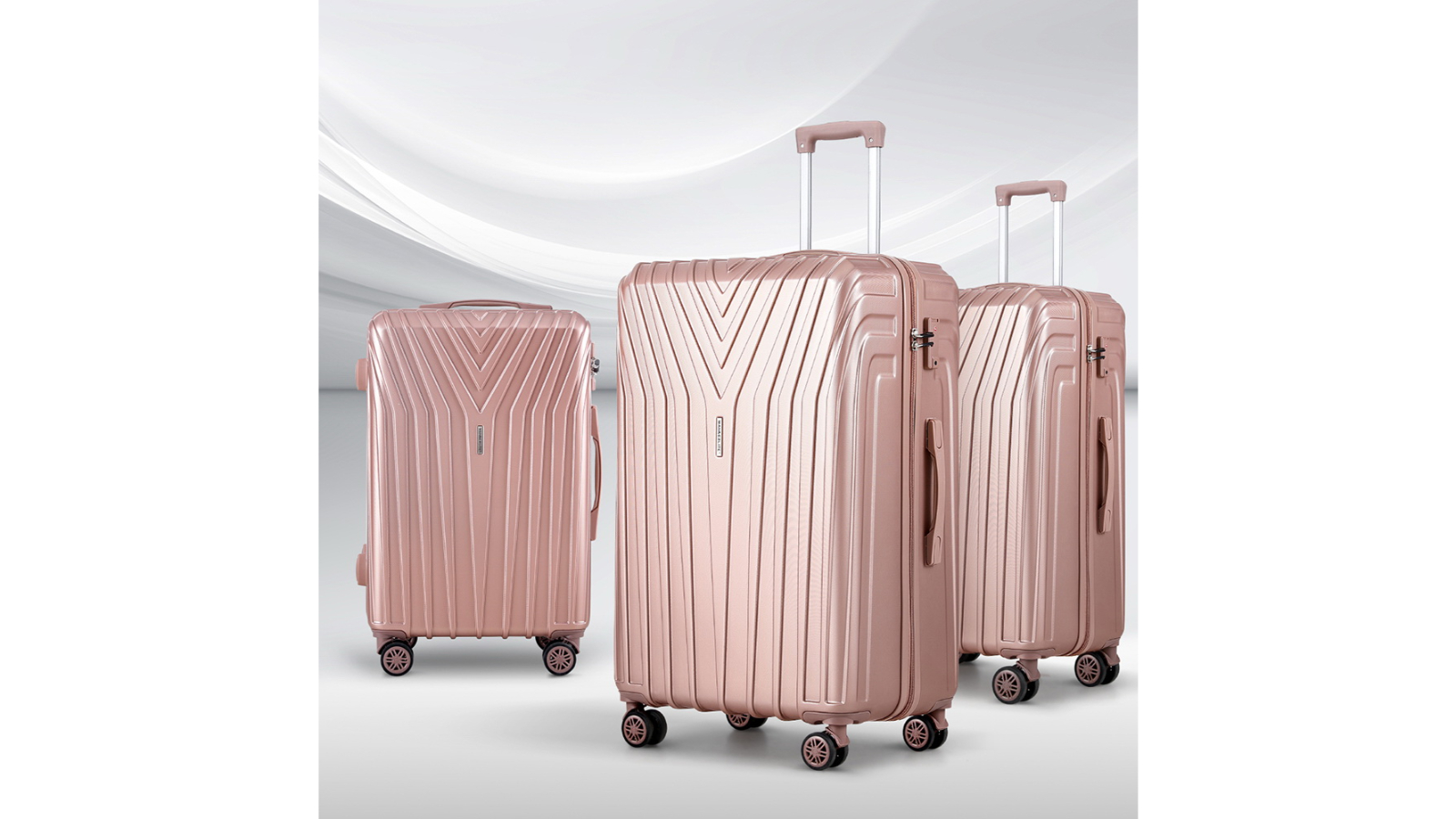 Wanderlite 3 Piece Luggage Hard Case Set Pink Harvey Norman