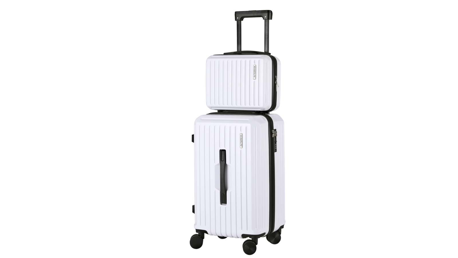 Wanderlite 2 Piece 12inch and 20inch Trunk Luggage with TSA Lock - White