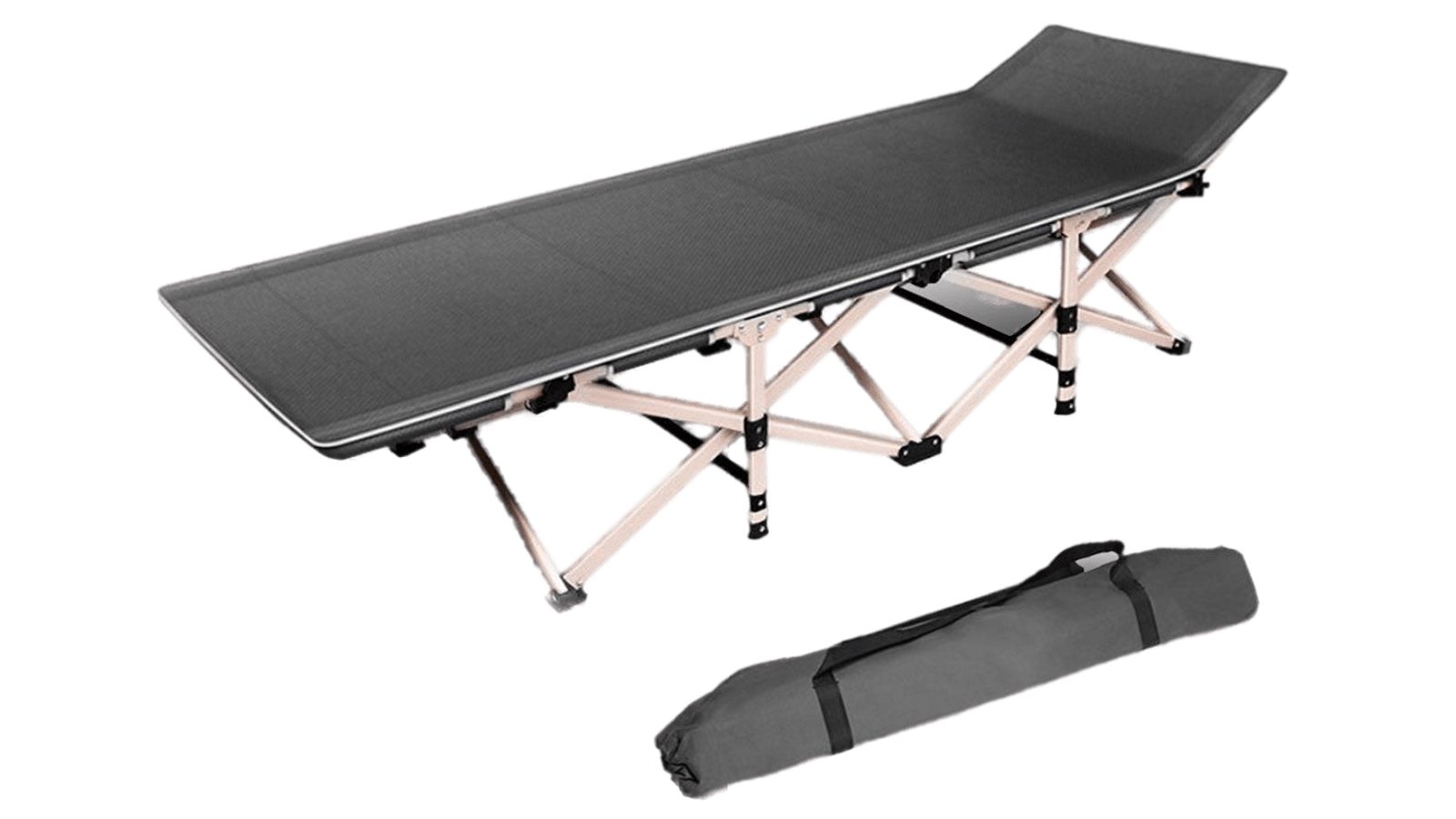 Bargene Portable Stretcher Single Foldable Folding Bed Recliner Mat - Grey