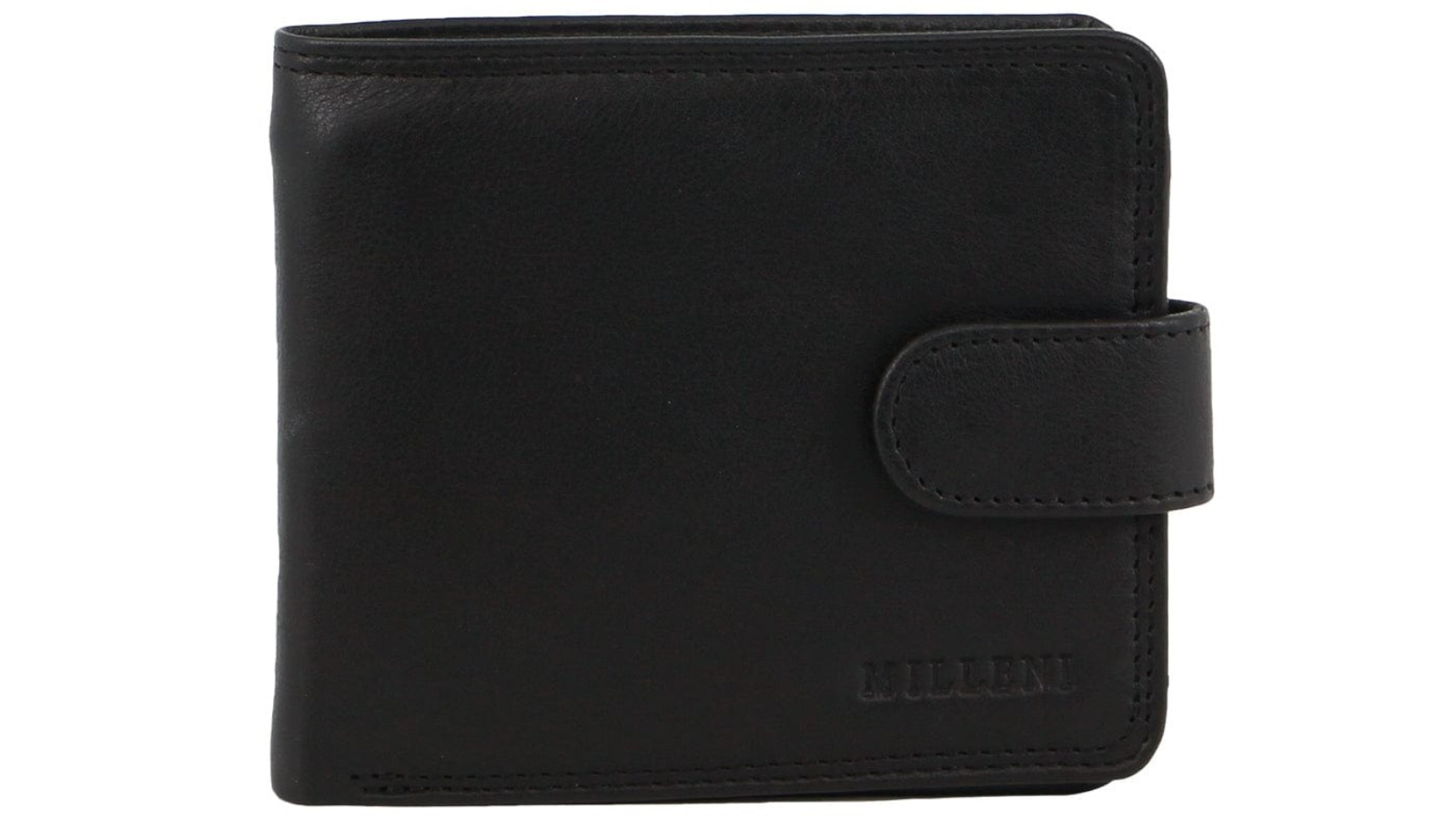 Milleni 11.5 x 3 X 10 cm Leather Tab Wallet - Black