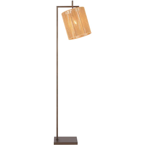 Pretty & Practical Menton Rustic Bronze Floor Lamp with Natural String Shade for Warm Glow
