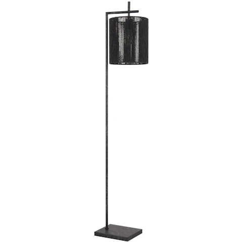 Pretty & Practical Colmar Sleek Gunmetal Floor Lamp with Black String Shade for Modern Look