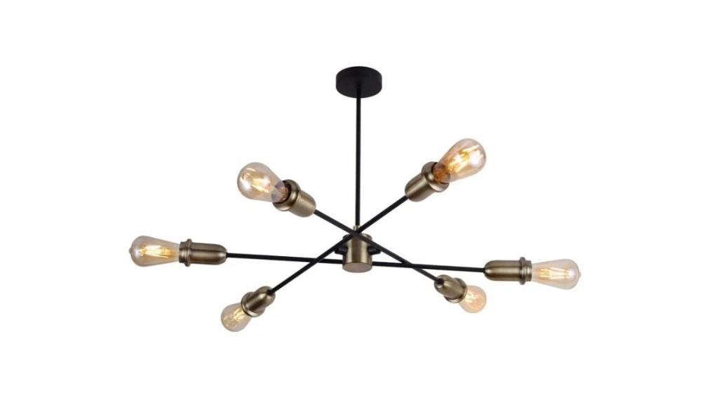 Luminea Lynsey Modern Elegant Pendant Ceiling Lamp Light - Black and Antique Brass