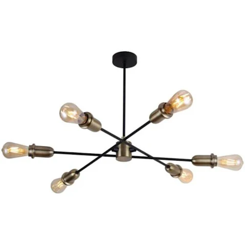 Luminea Lynsey Modern Elegant Pendant Ceiling Lamp Light - Black and Antique Brass