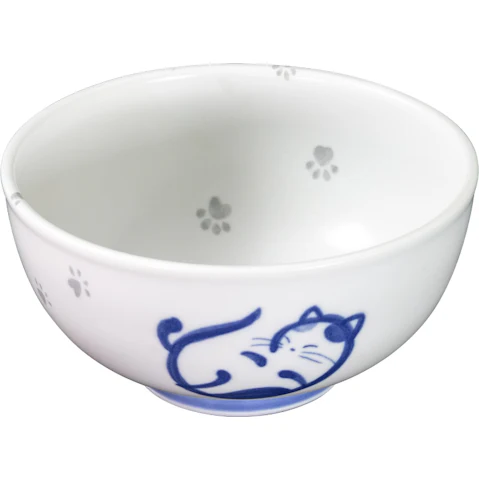 Omotenashi Marobineko Bowl and Chopstick Rest with Chopsticks