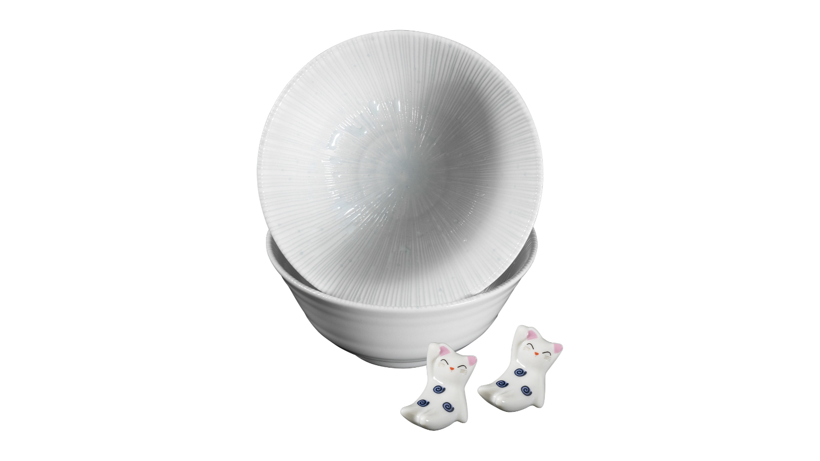 Omotenashi Kyo Sendan Donburi Bowl Gift Set with Chopstick Rest - White