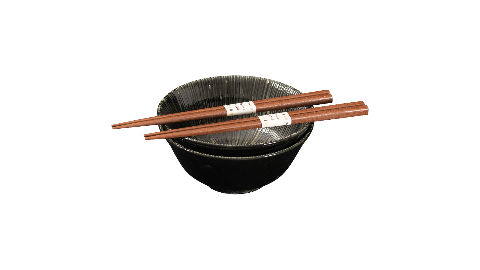 Omotenashi Kyo Sendan Donburi Bowl Gift Set with Chopstick Rest - Black
