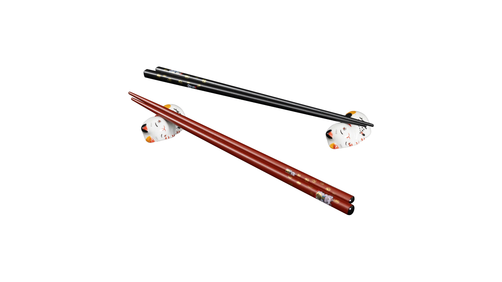 Omotenashi Set of 2 Lucky Cat Chopstick and Rest