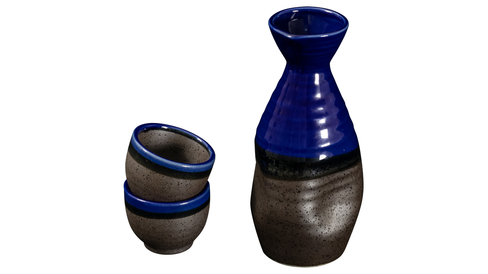 Omotenashi Set of 3 Blue Sake Flask - 228ml