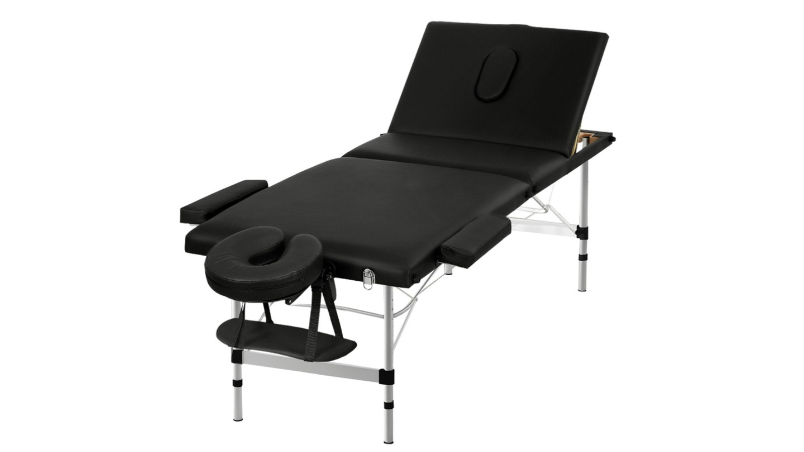 Zenses 3-Fold 85cm Aluminium Portable Beauty Massage Table - Black 