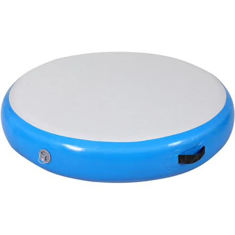 Everfit Inflatable 1metre Air Track Gymnastics Tumbling Round Mat with Pump - Blue