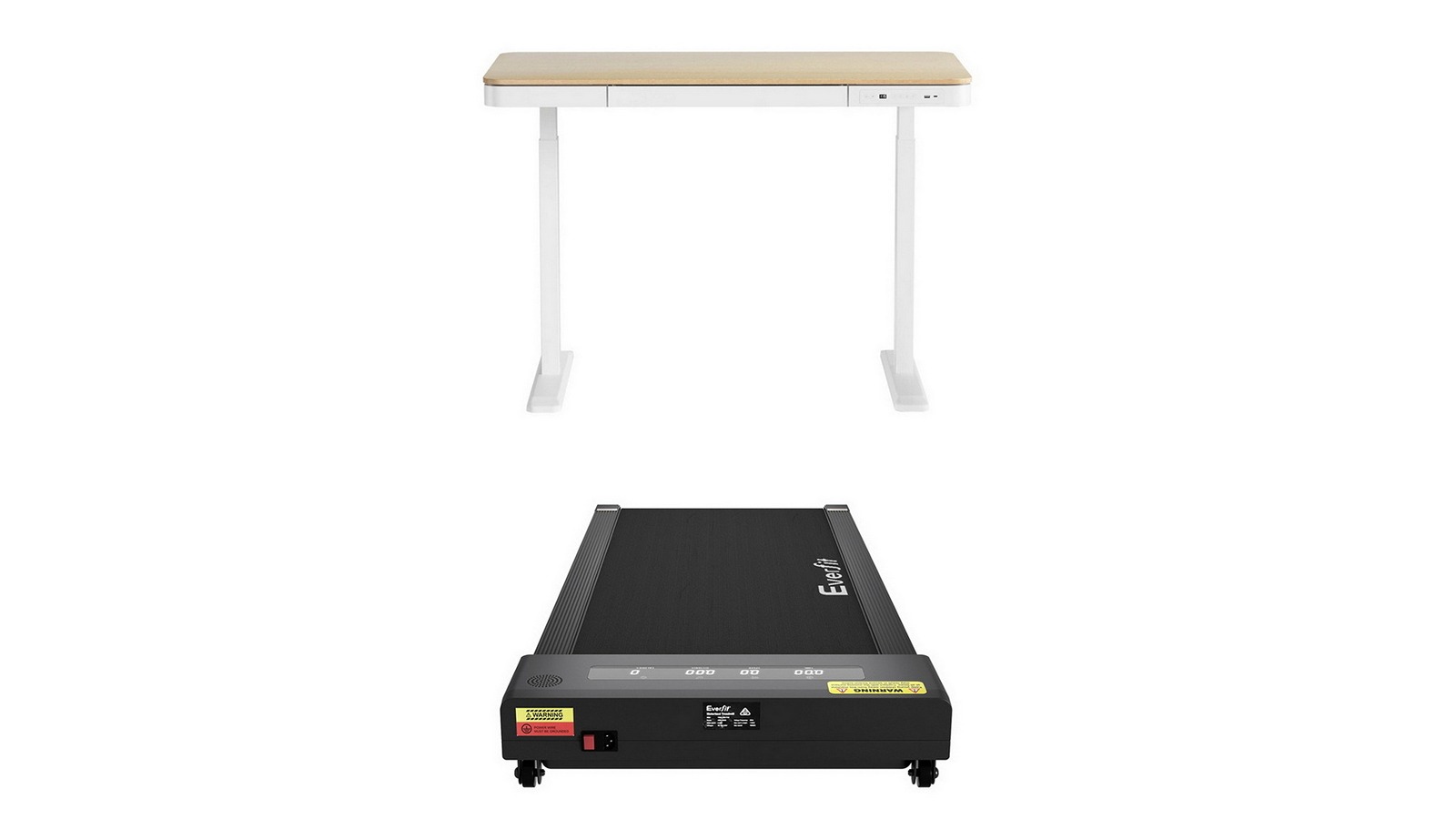 Artiss Natural/White Standing Desk and Black Walking Pad
