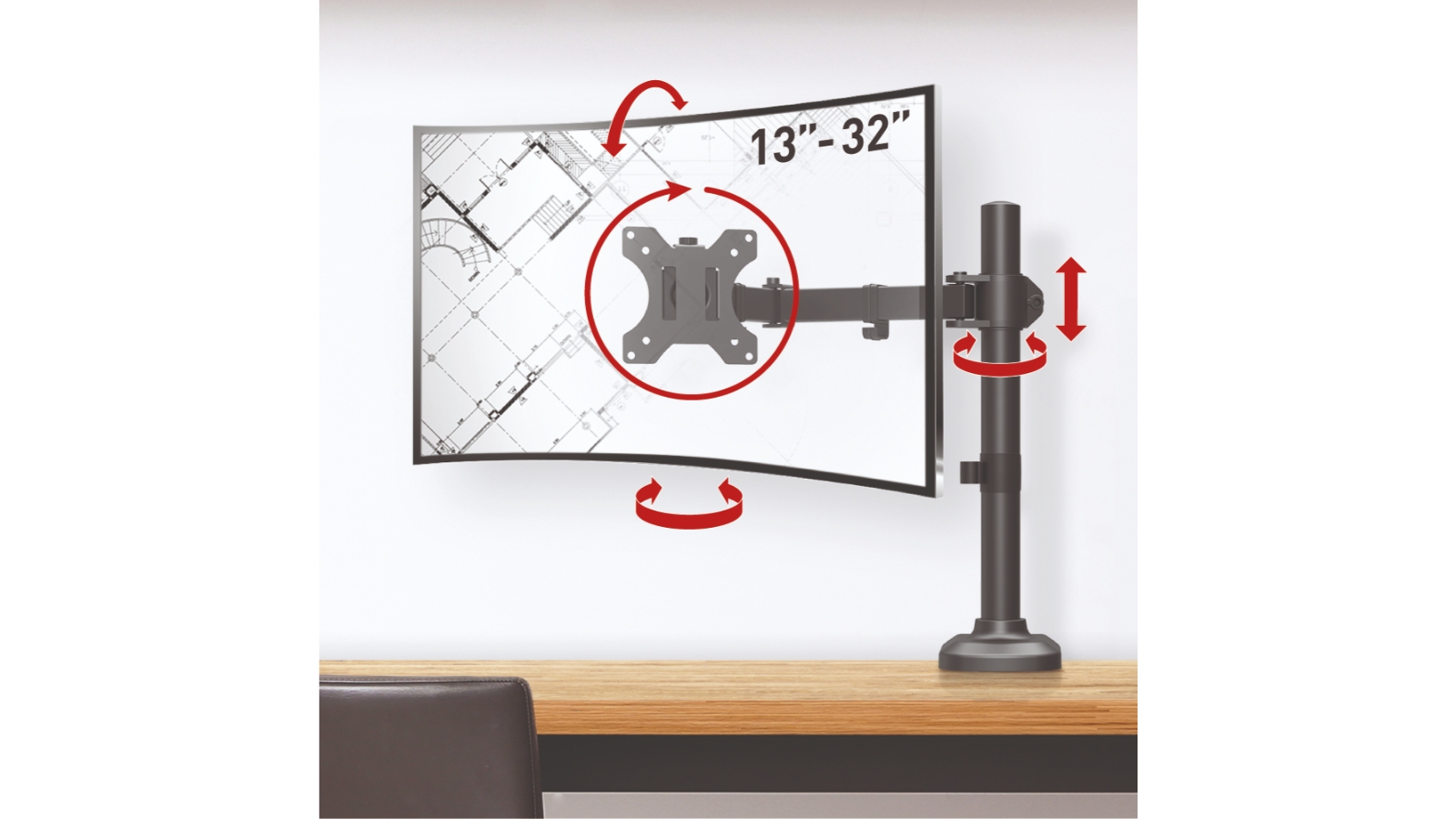 Barkan Flat/Curved Monitor Desk Mount 1332inch Harvey Norman