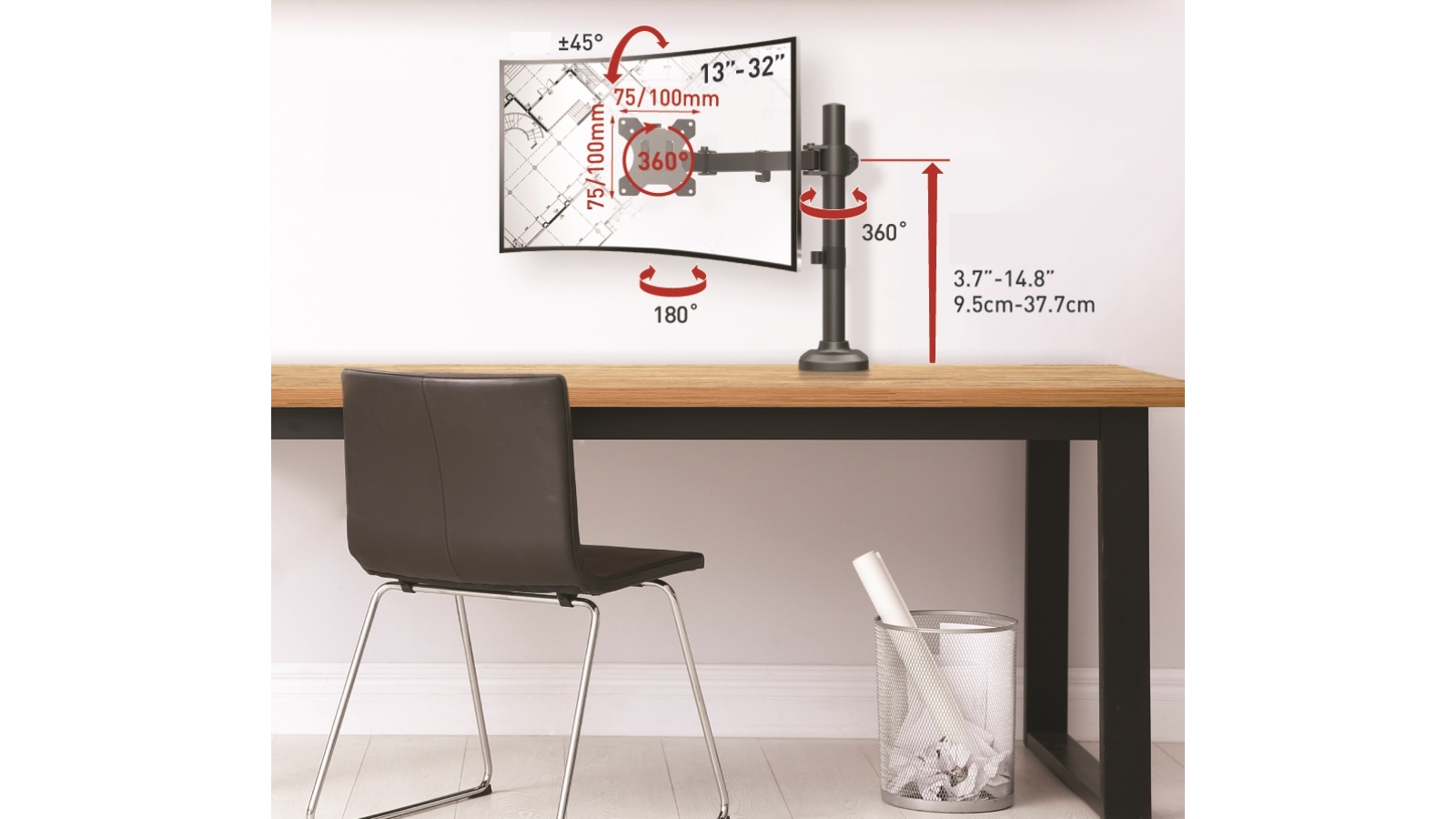 Barkan Flat/Curved Monitor Desk Mount 1332inch Harvey Norman