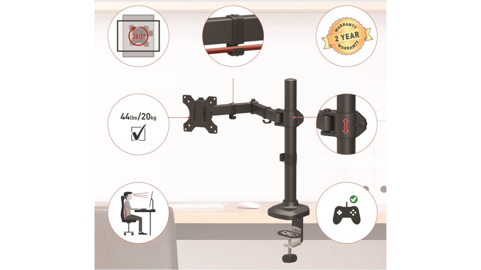 Barkan Flat/Curved Monitor Desk Mount 1332inch Harvey Norman