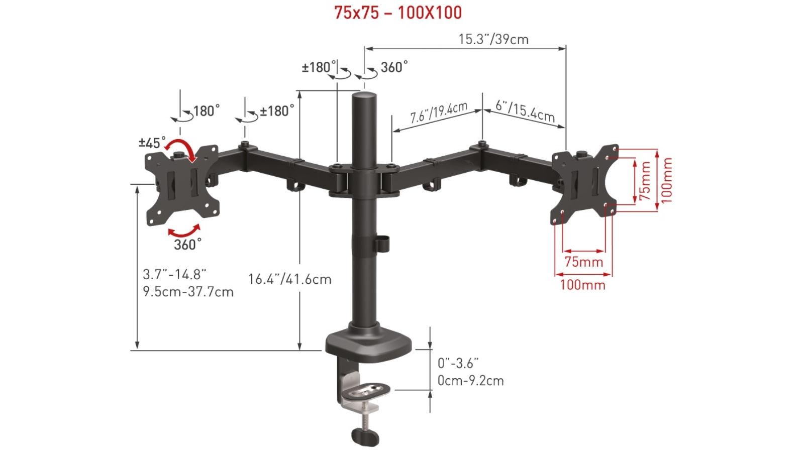Barkan Dual Flat/Curved Monitor Desk Mount 1327inch Harvey Norman