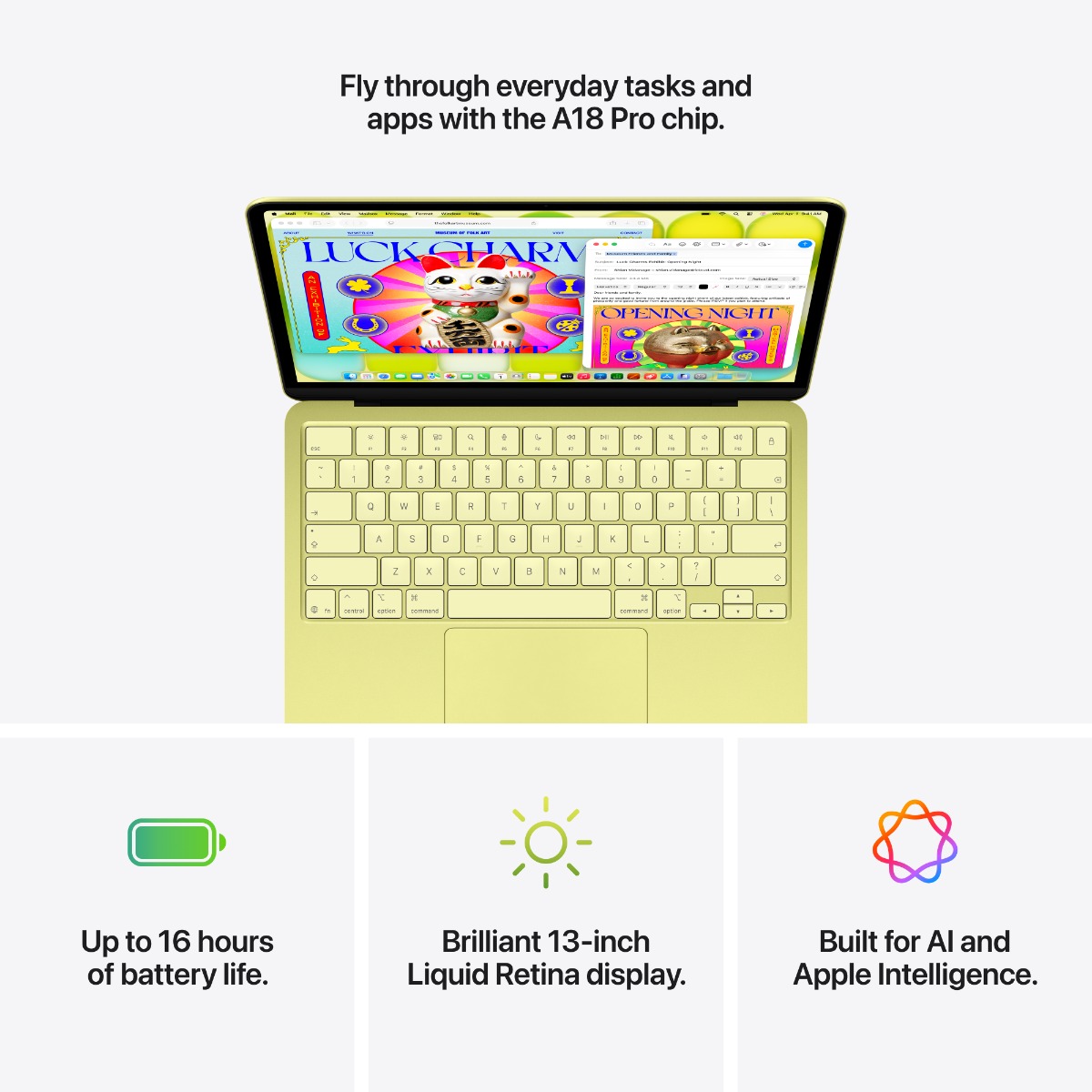 Apple MacBook Neo 13-inch A18 Pro/8GB/256GB - Citrus | Harvey Norman