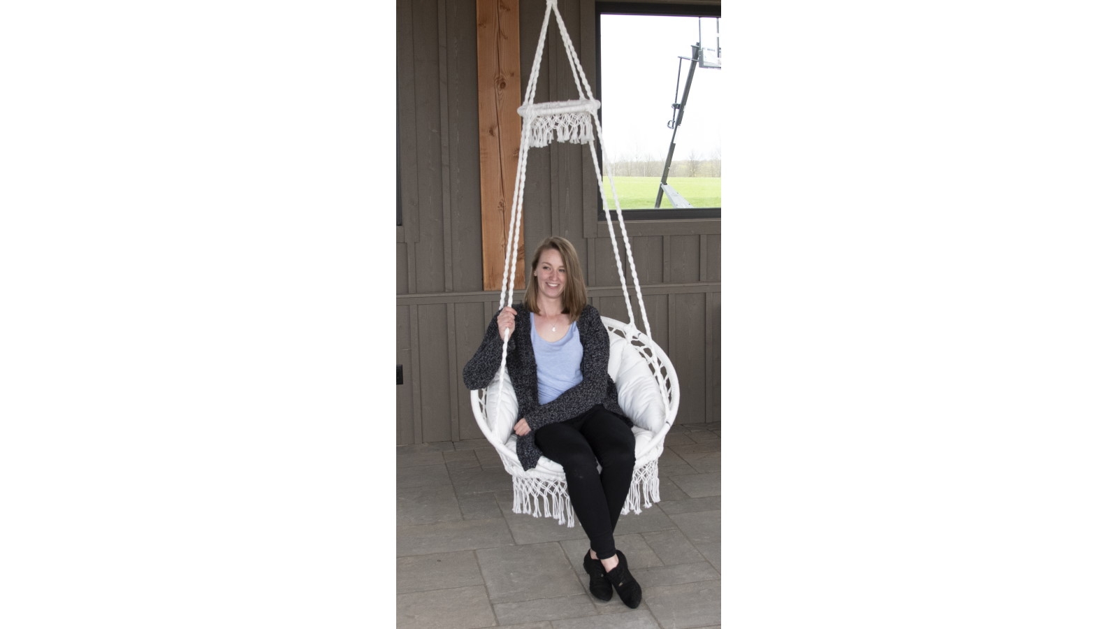 Vivere Macrame Hanging Chair White Harvey Norman