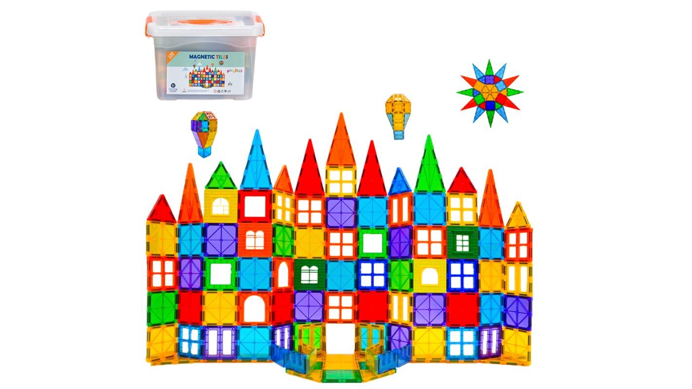 Playpals 120 Piece Kids Magnetic Tiles