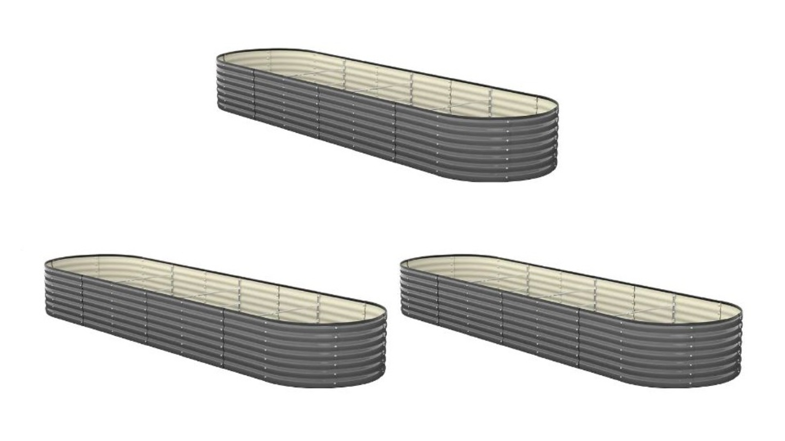 Livsip 3 Piece Raised Garden Bed Steel - 320 x80 x 56cm