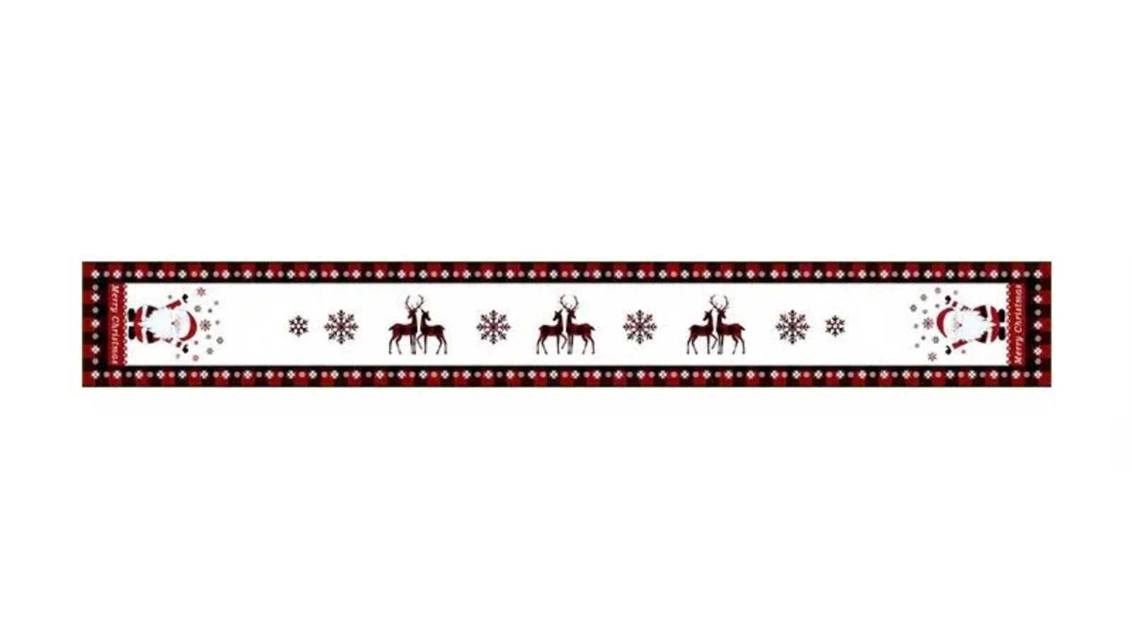 TM Seasonal Buffalo Check Plaid with Santa Claus Winter Holiday Table Runner - Red and Black