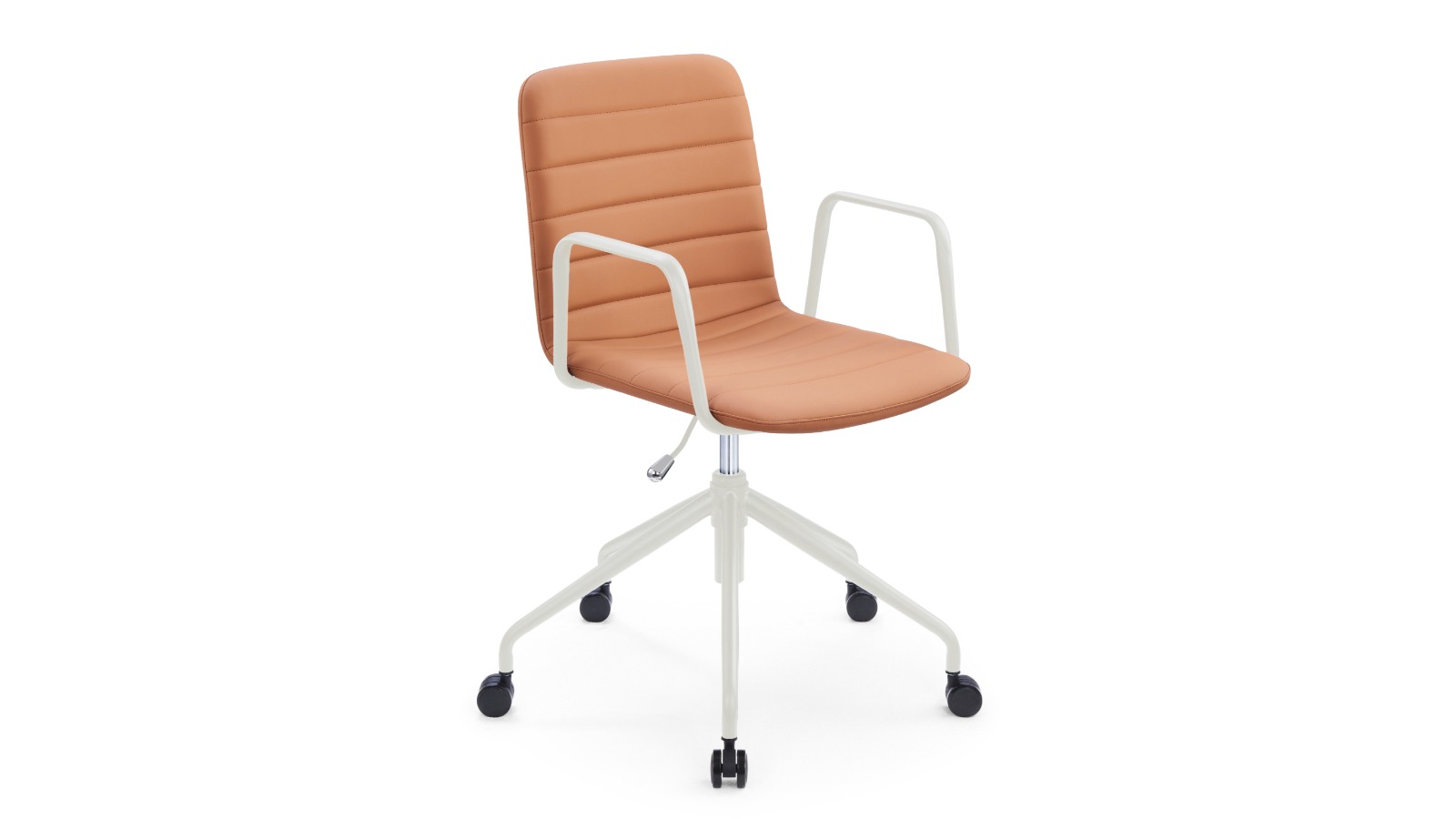 Sabia Horizontal Stitch Baxter Office Swivel Chair - Tan/White