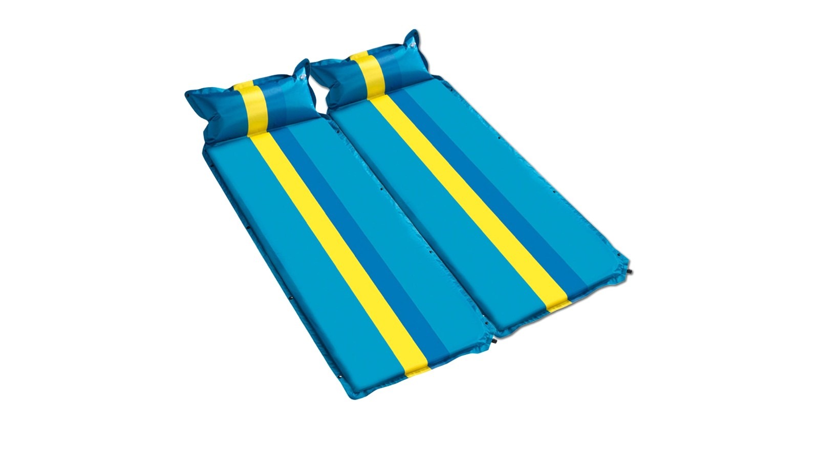 Bargene 2 Piece 3cm Double Self-Inflating Mattress Sleeping Air Bed - Light Blue