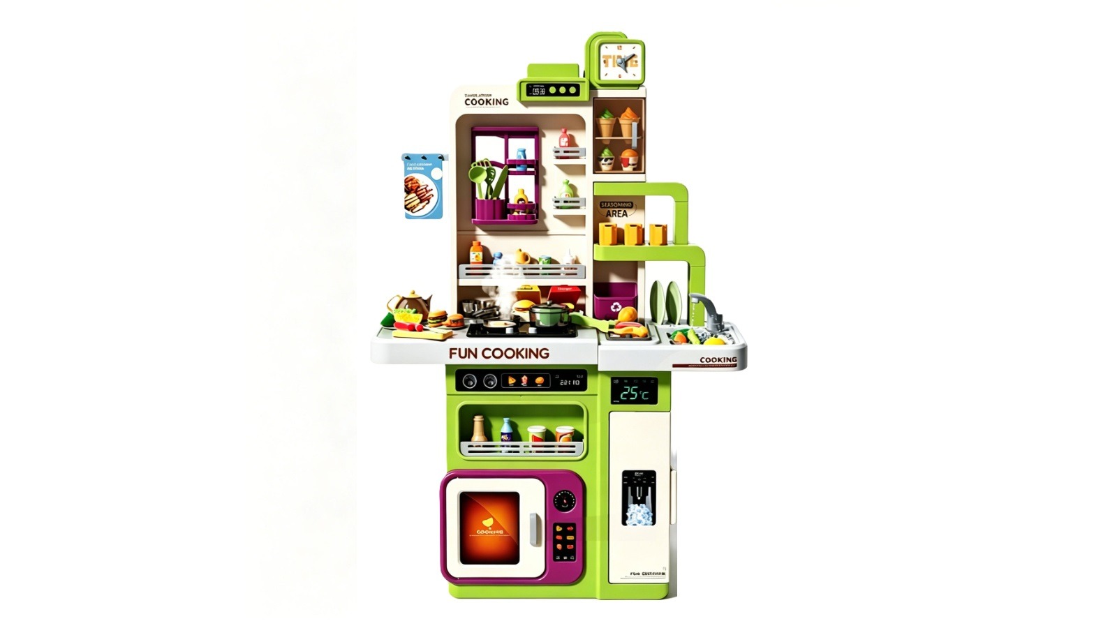 BH Kids Pretend Kitchen Food Cookware Toy Playset - Green