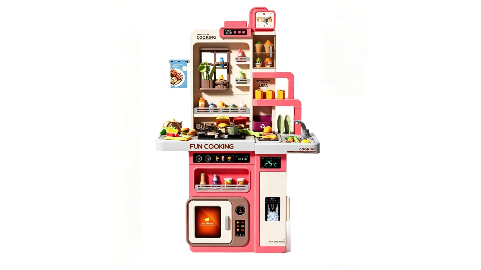 BH Kids Pretend Kitchen Food Cookware Toy Playset - Pink