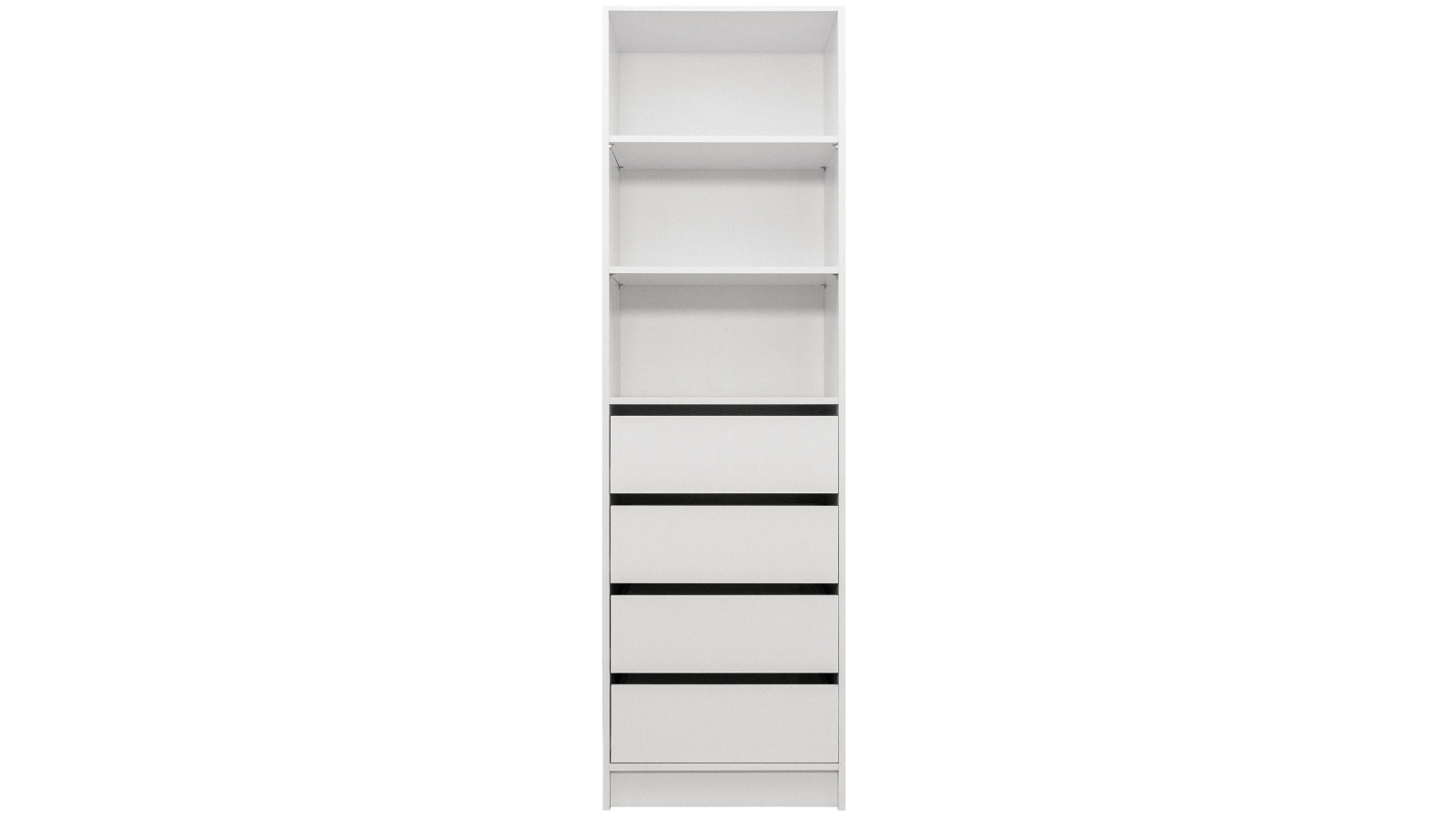 European Cabinetry 3-Shelf/4-Drawer Slim Shaker Malmo Walk-in Wardrobe - White