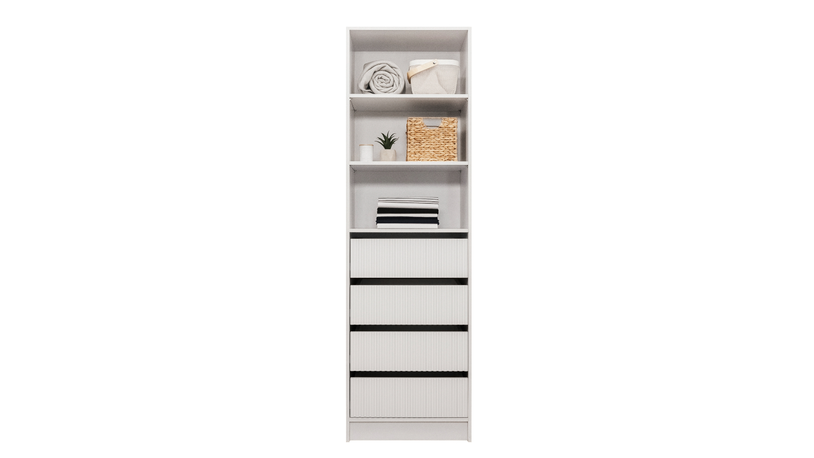 European Cabinetry Malmo 3-Shelf 4-Drawer Walk-in Wardrobe - Fluted