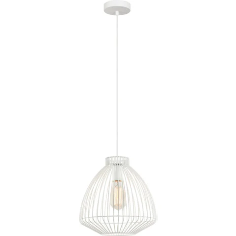Manu Cone (Concave) Wire Cage Interior Pendant Light - White