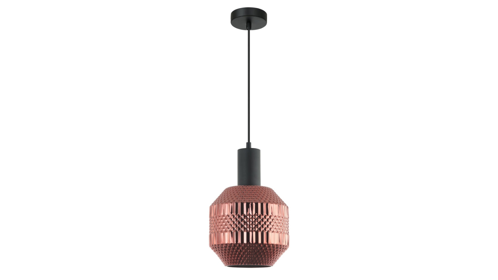 Maraca Jar Glass with Quadrilateral Segment Pendant Light - Copper