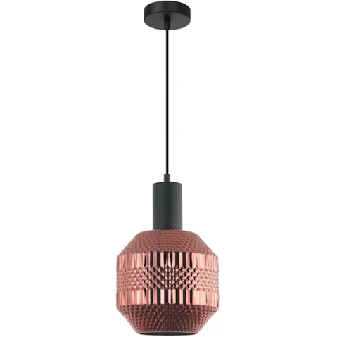 Maraca Jar Glass with Quadrilateral Segment Pendant Light - Copper