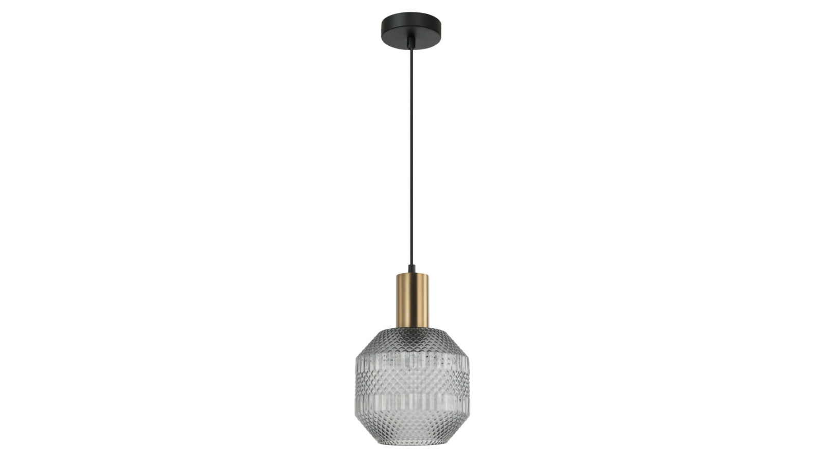 Maraca Jar Glass with Quadrilateral Segment Pendant Light - Smokey Black