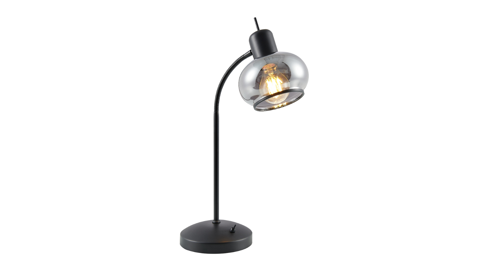 Pretty & Practical Dusseldorf Modern Table Lamp with Smoke Glass Shade