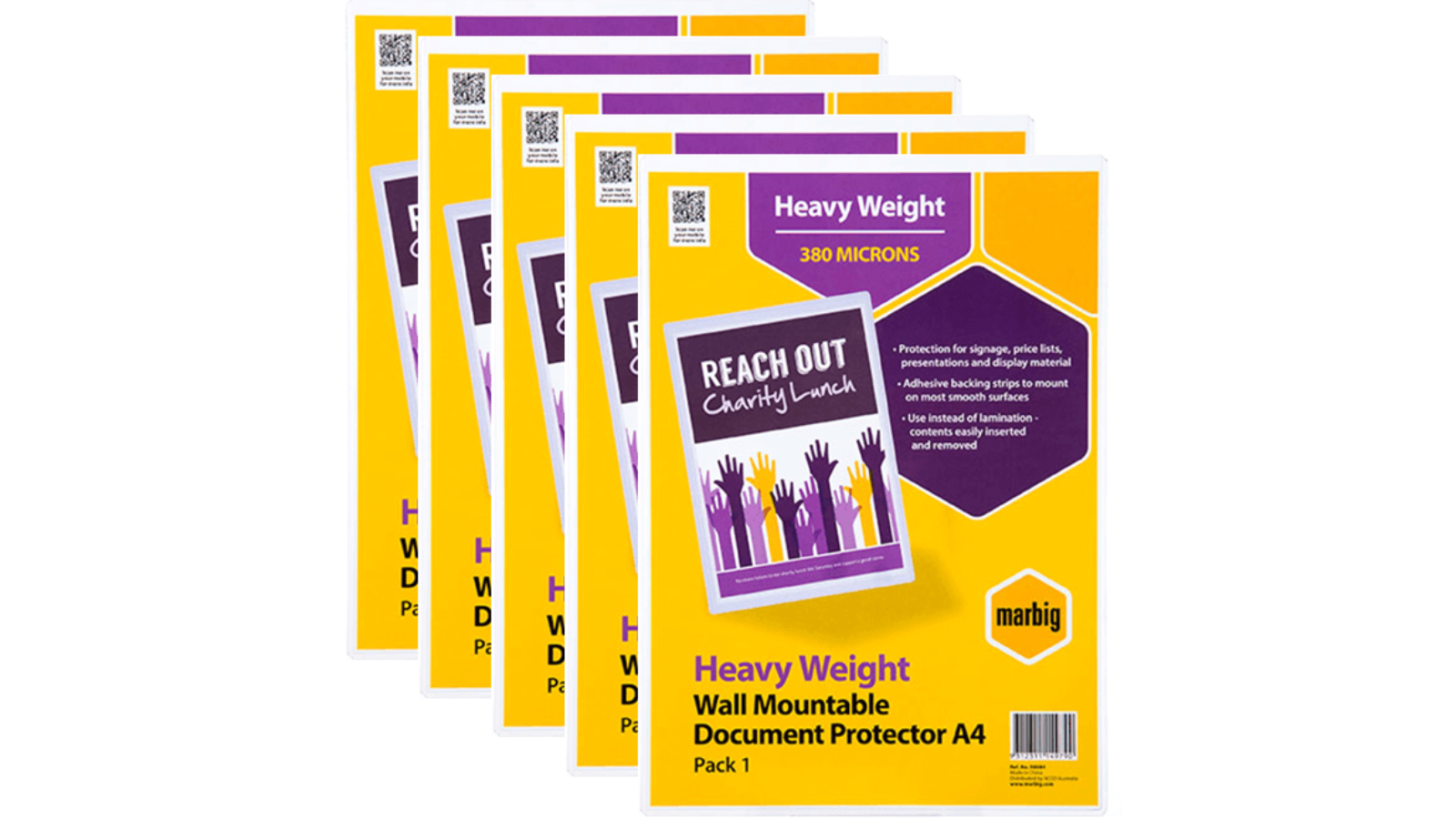 Marbig Pack of 5 PVC Mountable Wall Document Protector Sign Holder A4 ...