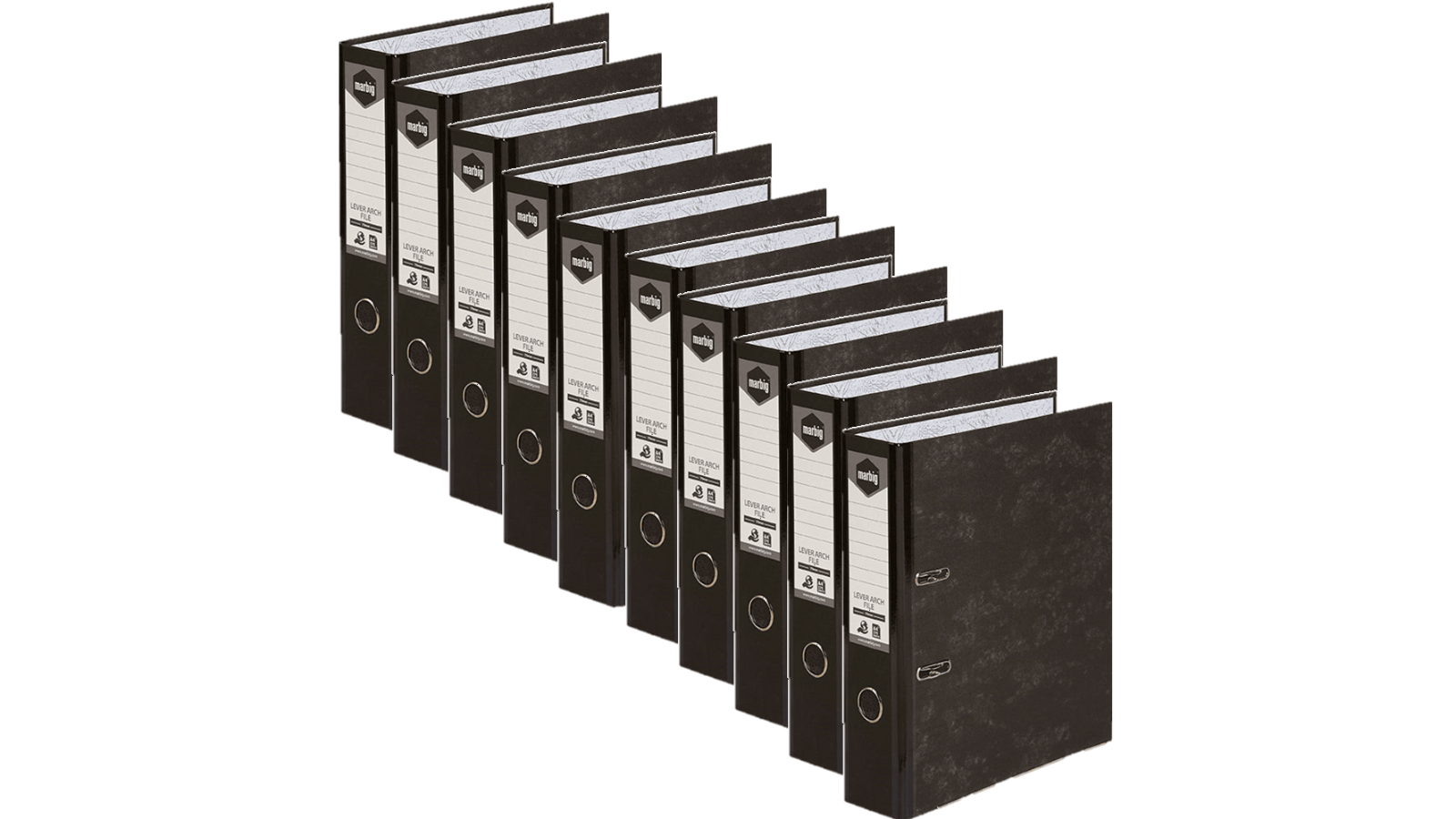 Marbig Pack of 10 Black Mottle Lever Arch A4 File Folder | Harvey Norman