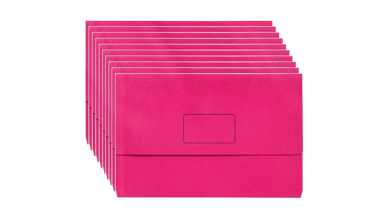 Marbig Pack of 10 Slimpick Document Wallet Foolscap - Bright Pink