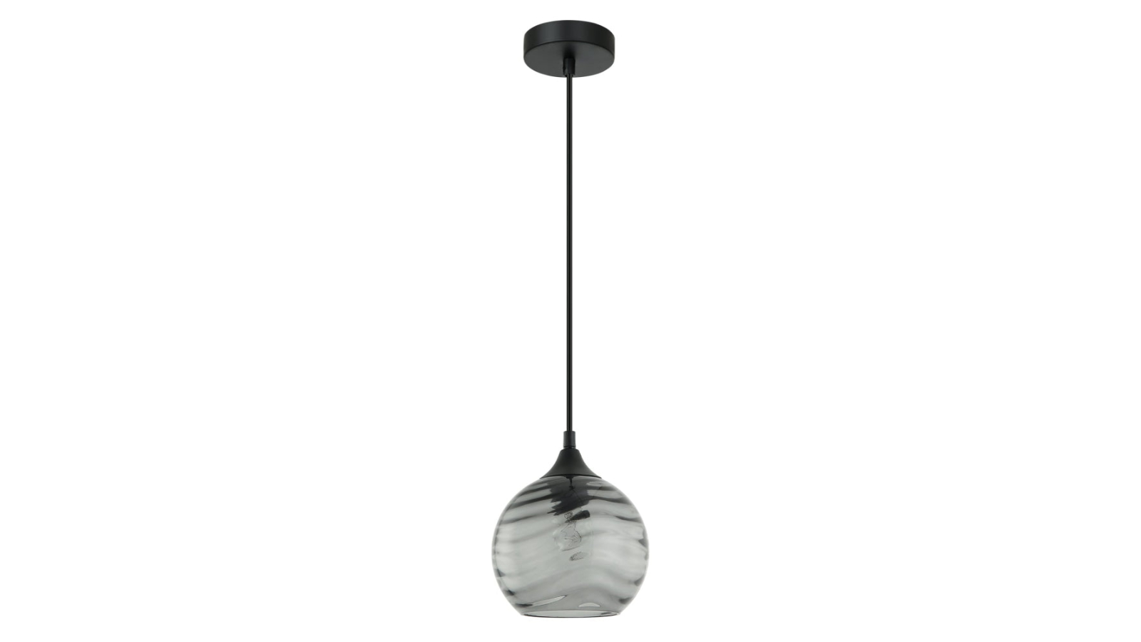 Marbre Modern Retro Wavy Wine Glass Shape Pendant Light - Smokey Black
