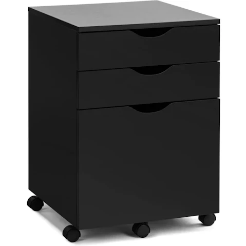 Marias Mobile Pedestal Filing Storage Cabinet with 3-Drawer - Black