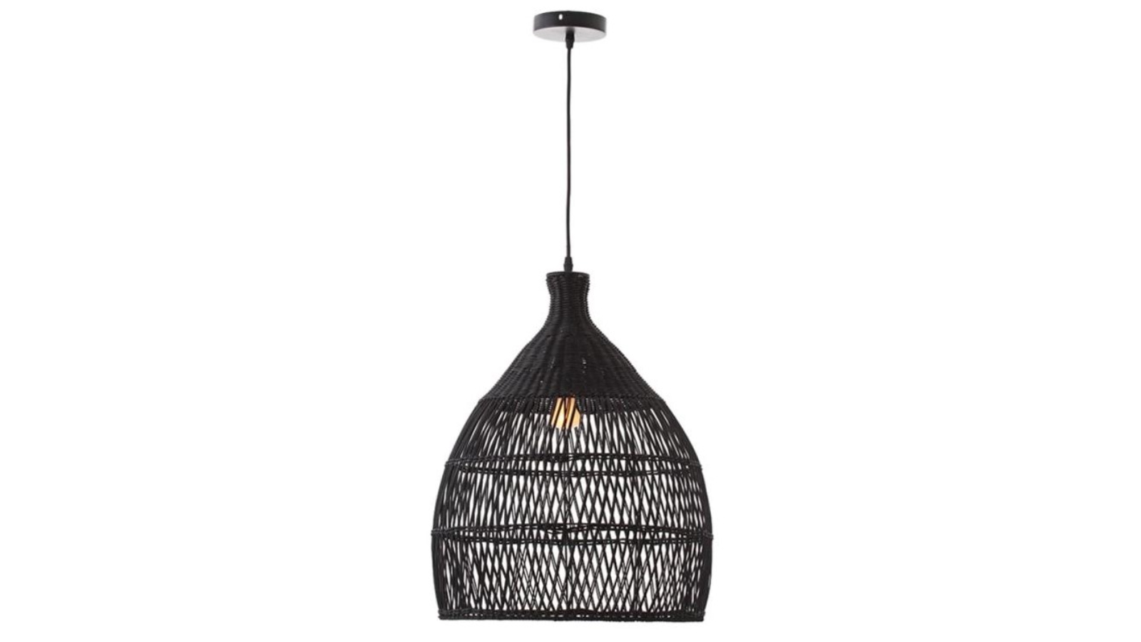 Luminea Marie Rattan Modern Elegant Pendant Light - Black