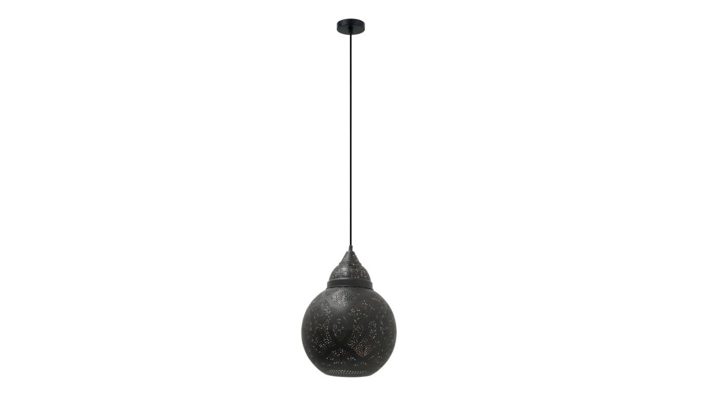 Marrakesh Bohemian Black Iron Bell with Gold Interior Pendant Light
