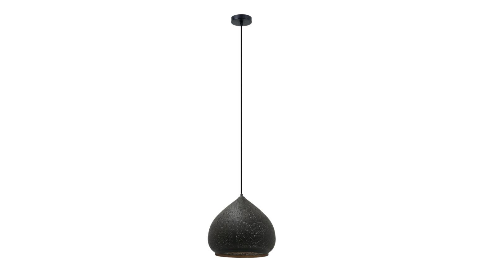 Marrakesh Bohemian Black Iron Ellipse with Gold Interior Pendant Light